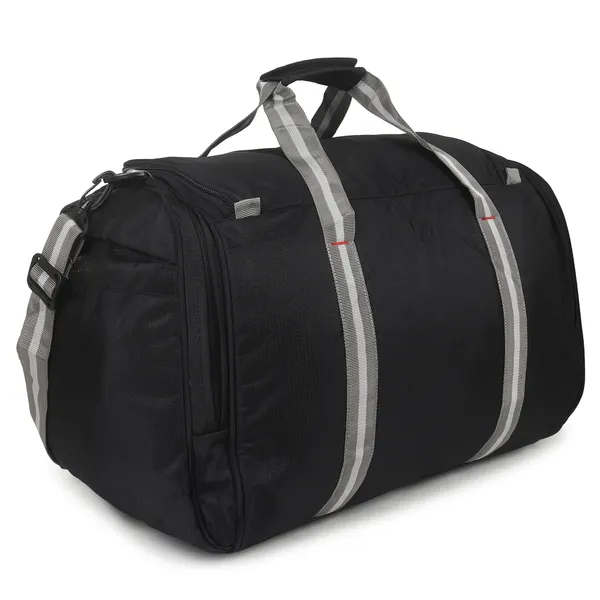 Signature_Black_Fabric_Multi_Compartment_Sports_Duffel_Bag_For_Men_And_Women