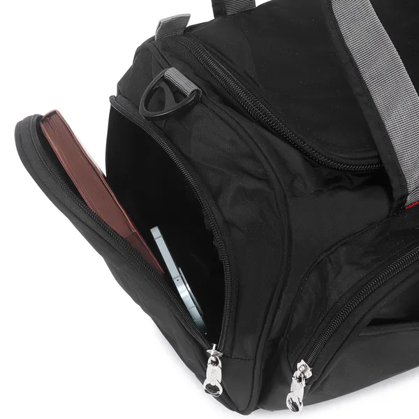 Signature_Black_Grey_Fabric_Adjustable_Strap_Gym_Duffel_Bag_For_Men_And_Women