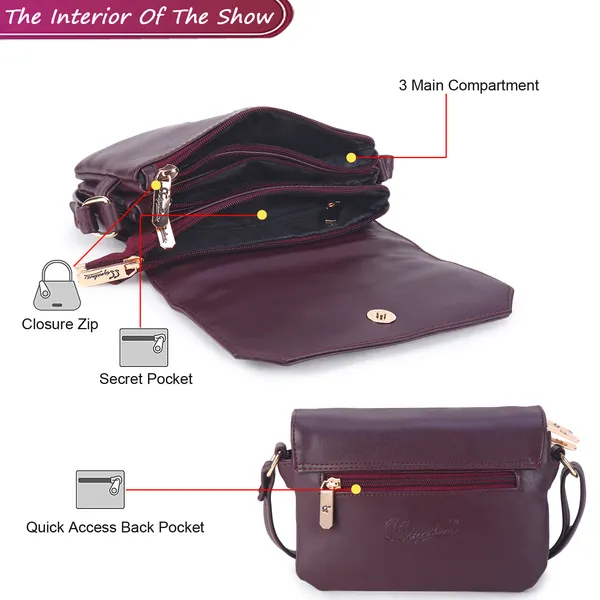 Signature_Purple_Faux_Leather_Metallic_Emblem_Sling_Bag_For_Women
