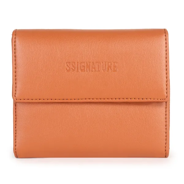 Signature_Tan_Brown_Leather_Multi_Compartment_Wallet_For_Women