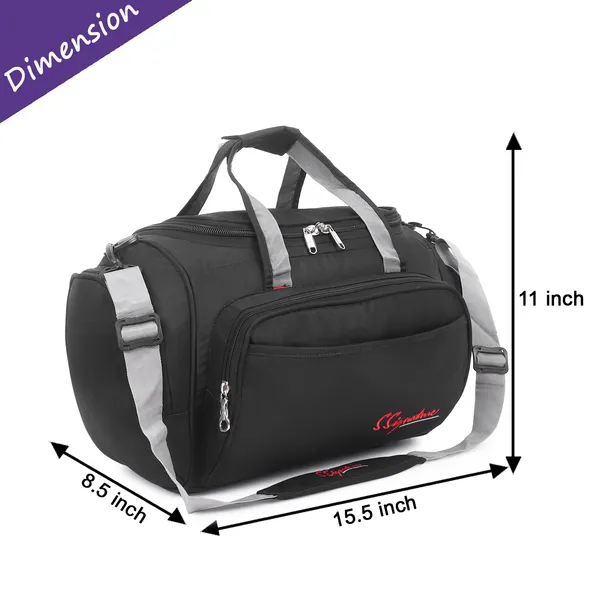 Signature_Black_Grey_Fabric_Adjustable_Strap_Gym_Duffel_Bag_For_Men_And_Women