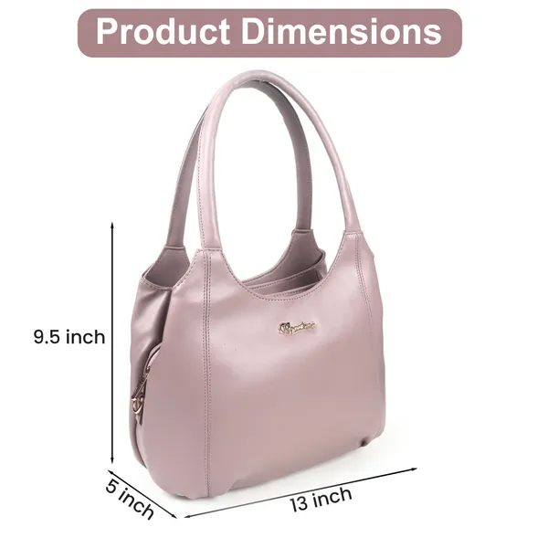 Signature_Pink_Faux_Leather_Metallic_Finish_Shoulder_Bag_For_Women