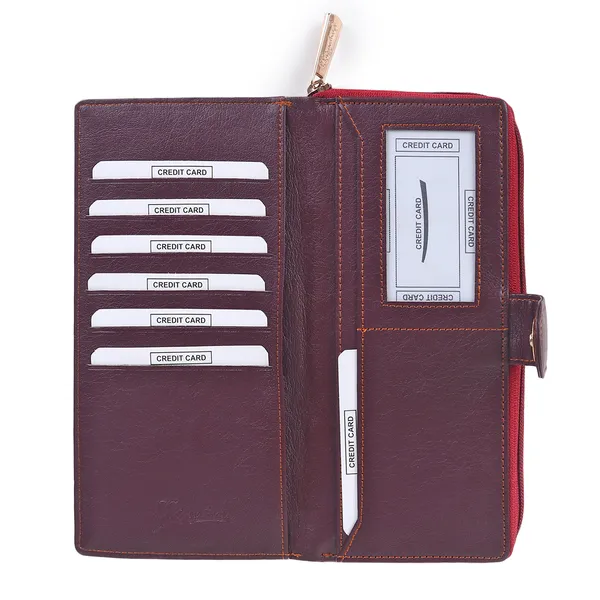 Signature_Faux_Leather_Multi_Card_Zipper_Wallet_For_Women