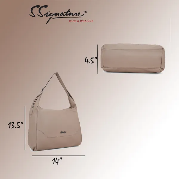 Signature_Pink_Faux_Leather_Adjustable_Strap_Shoulder_Bag_For_Women
