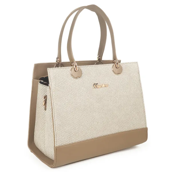 Signature_Two_Tone_Faux_Leather_Structured_Metal_Hardware_Handbag_For_Women
