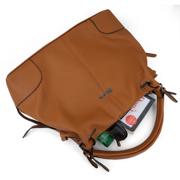 Signature_Tan_Brown_Faux_Leather_Adjustable_Strap_Sling_Handbag