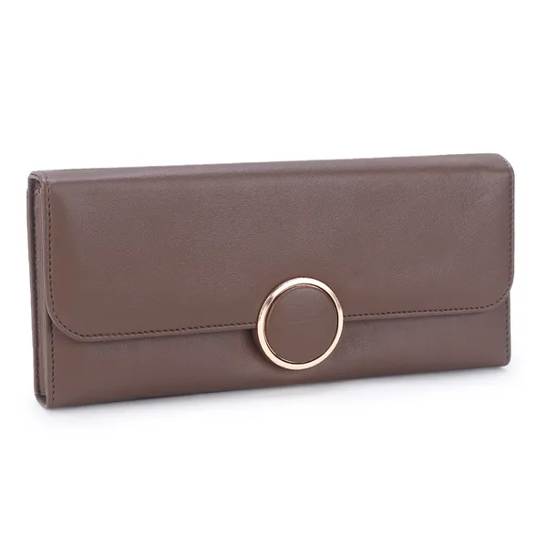 Signature_Brown_Faux_Leather_Circular_Accent_Wallet_For_Women