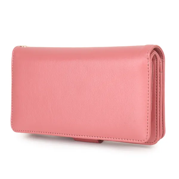 Signature_Pink_Faux_Leather_Wrist_Strap_Clutch_Wallet_For_Women