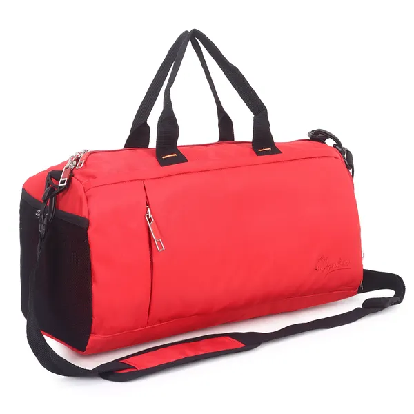 Signature_Red_Fabric_Water_Resistant_Shoe_Compartment_Duffel_Bag