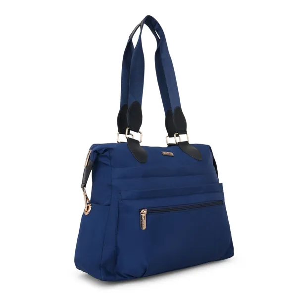 Signature_Navy_Blue_Fabric_Multi_Pocket_Adjustable_Strap_Tote_Bag_For_Women