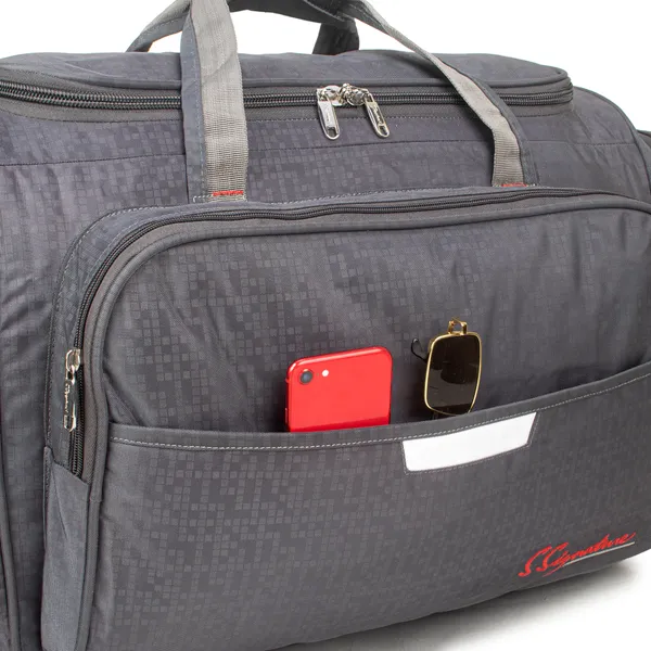 Signature_Grey_Fabric_Multi_Compartment_24_Inch_Travel_Duffel_Bag_For_Men_And_Women