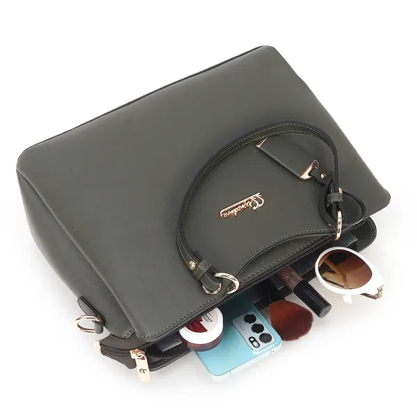 Signature_Grey_Faux_Leather_Metallic_Hardware_Handbag_For_Women