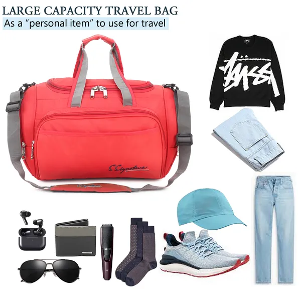 Signature_Red_Fabric_Adjustable_Strap_Gym_Travel_Duffel_Bag_For_Men_And_Women