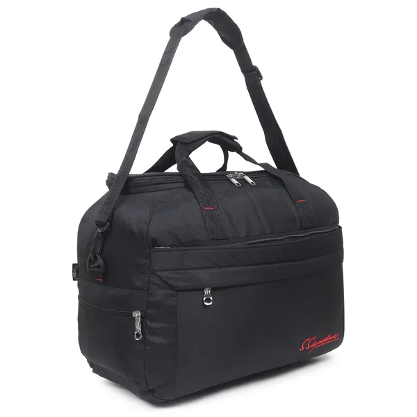 Signature_Black_Fabric_Multi_Compartment_18_Inch_Duffel_Bag_For_Women