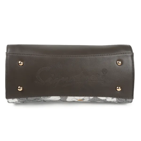 Signature_Grey_Floral_Faux_Leather_Accent_Stripe_Handbag_For_Women