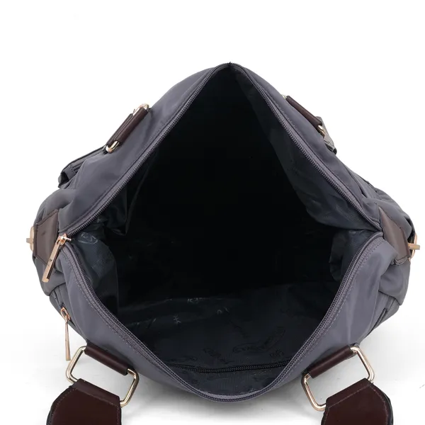 Signature_Grey_Faux_Leather_Multi_Pocket_Shoulder_Bag_For_Women