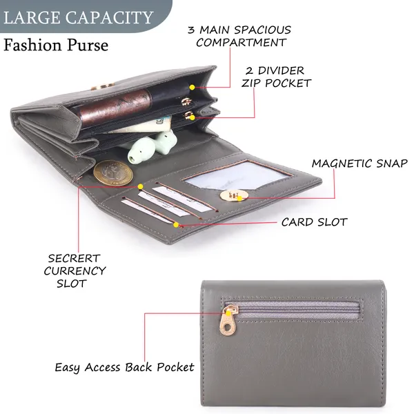 Signature_Grey_Leather_Tri_Fold_Compact_Wallet_For_Women