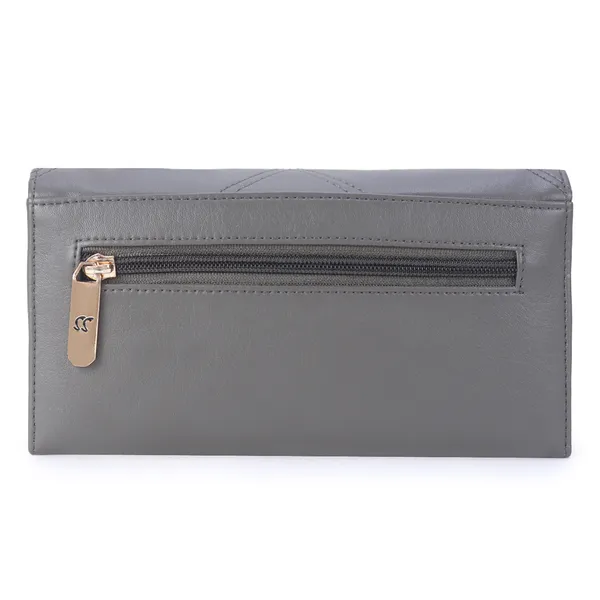 Signature_Grey_Quilted_Leather_Perforated_Wallet_For_Women