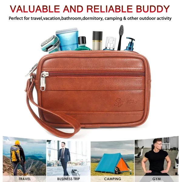 Signature_Tan_Brown_Leather_Multi_Compartment_Wristlet_Pouch