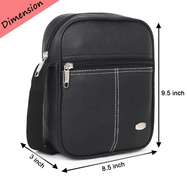 Signature_Black_Vegan_Leather_Adjustable_Strap_Messenger_Bag_For_Men