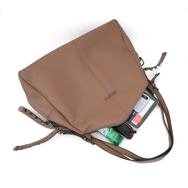 Signature_Brown_Faux_Leather_Studded_Shoulder_Bag_For_Women
