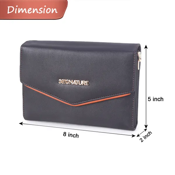 Signature_Grey_Faux_Leather_Metallic_Zip_Detachable_Strap_Sling_Bag