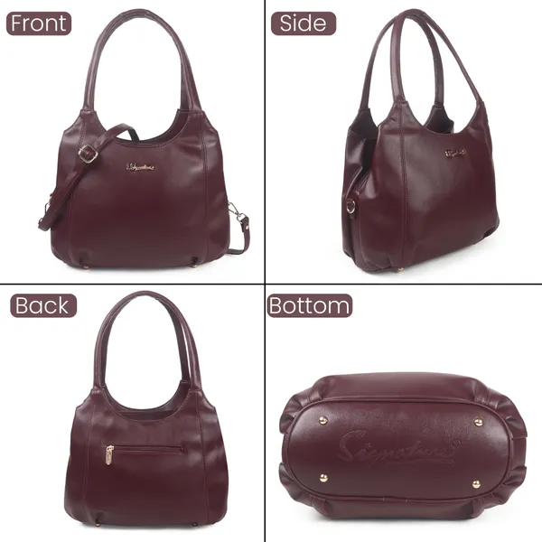Signature_Burgundy_Leather_Classic_Handle_Metal_Buckle_Handbag