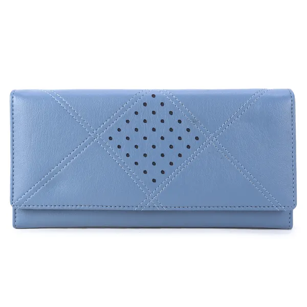 Signature_Blue_Leather_Perforated_Wallet_For_Women