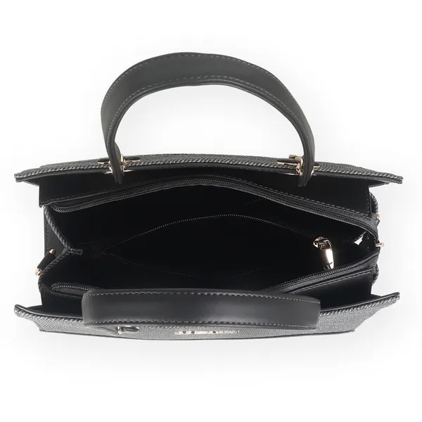 Signature_Grey_Textured_Faux_Leather_Metallic_Accent_Handbag_For_Women