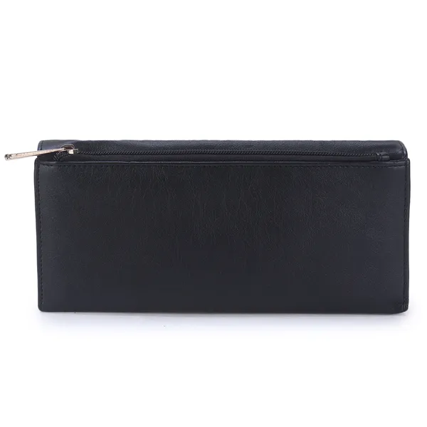 Signature_Black_Faux_Leather_Ring_Clasp_Wallet_For_Women
