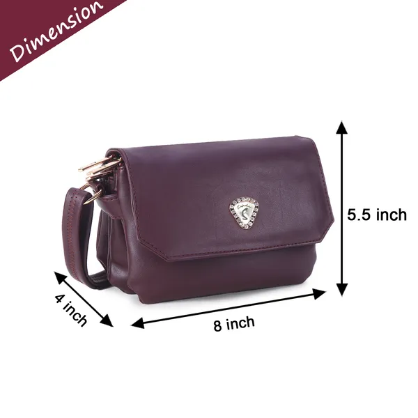 Signature_Purple_Faux_Leather_Metallic_Emblem_Sling_Bag_For_Women