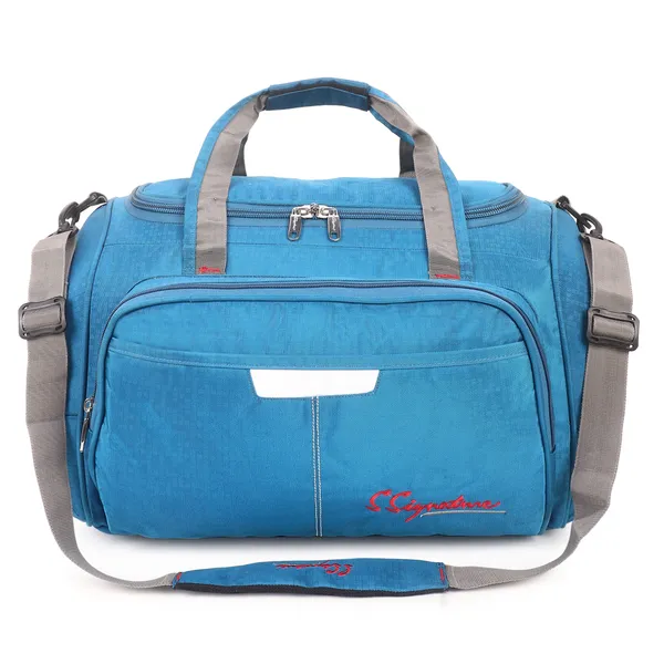 Signature_Blue_Fabric_Multi_Compartment_Travel_Duffel_Bag_For_Men_And_Women