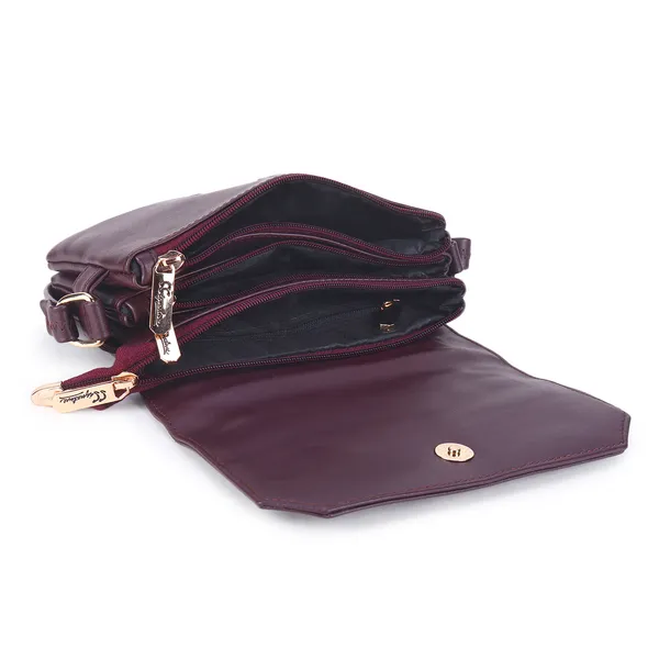 Signature_Purple_Faux_Leather_Metallic_Emblem_Sling_Bag_For_Women
