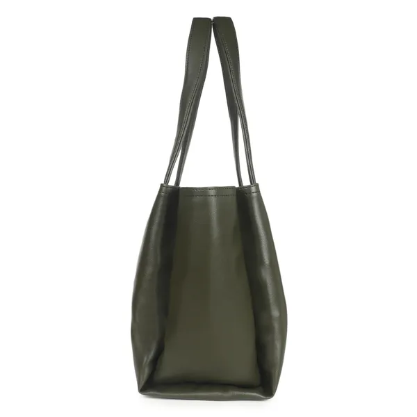 Signature_Olive_Green_Faux_Leather_Structured_Metallic_Zip_Tote_Bag_For_Women
