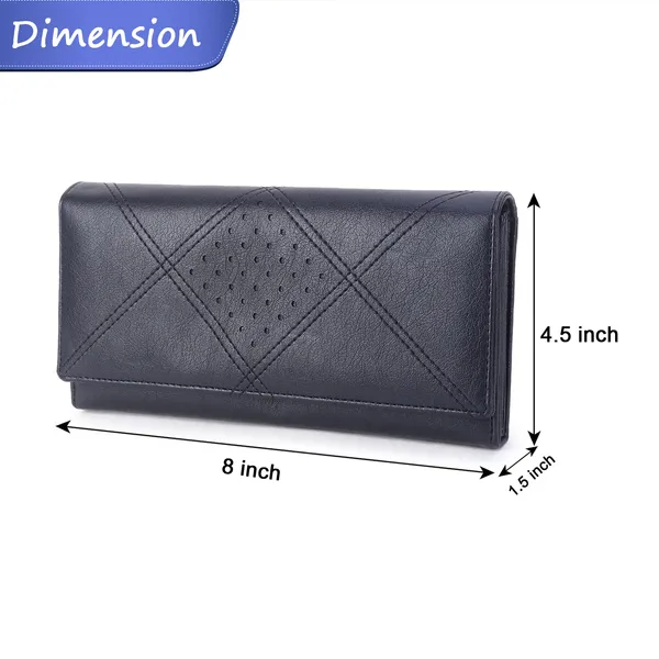 Signature_Black_Quilted_Faux_Leather_Diamond_Pattern_Long_Wallet