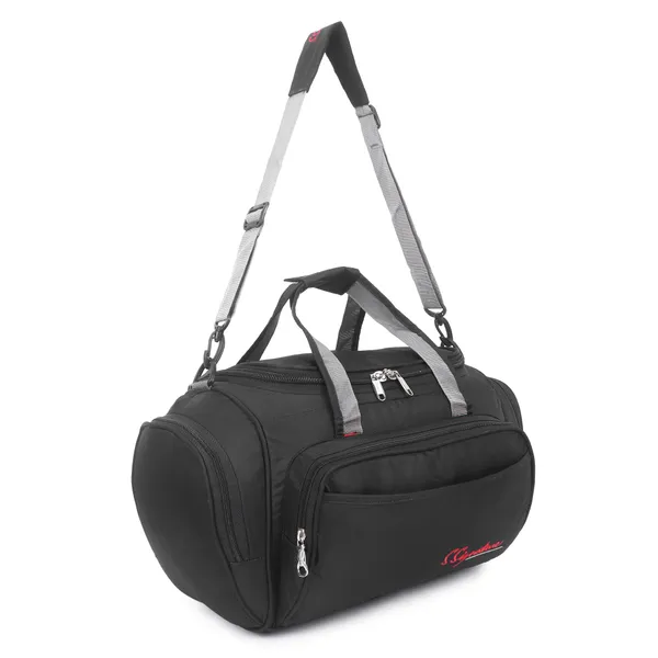 Signature_Black_Grey_Fabric_Adjustable_Strap_Gym_Duffel_Bag_For_Men_And_Women