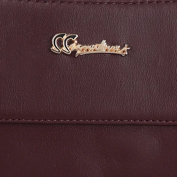 Signature_Maroon_Faux_Leather_Metal_Buckle_Zip_Shoulder_Bag_For_Women
