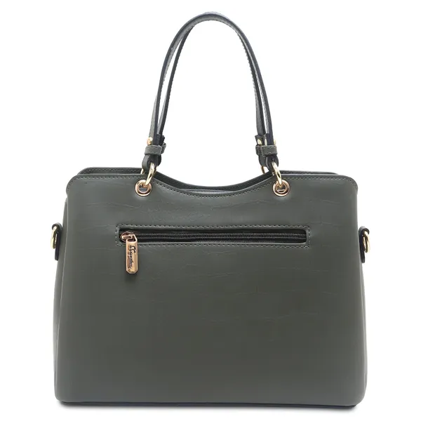 Signature_Grey_Faux_Leather_Metallic_Hardware_Handbag_For_Women