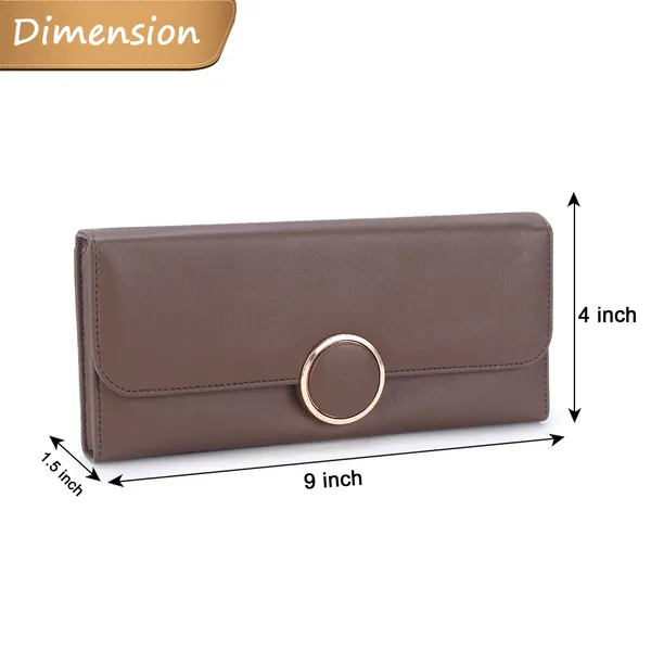Signature_Brown_Faux_Leather_Circular_Accent_Wallet_For_Women