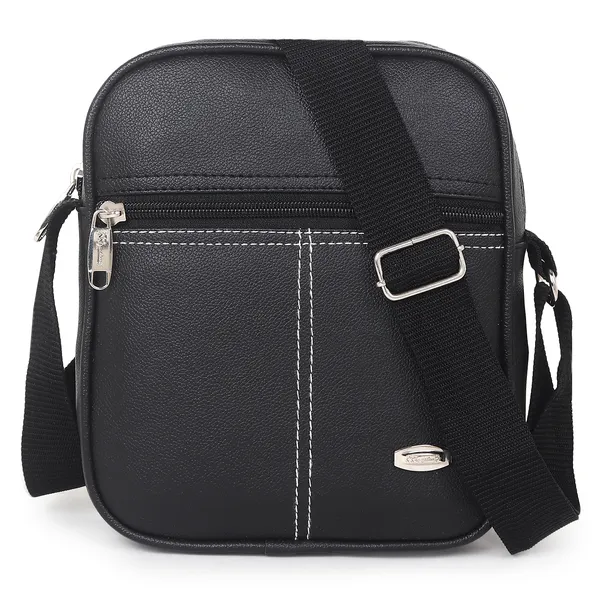 Signature_Black_Vegan_Leather_Adjustable_Strap_Messenger_Bag_For_Men