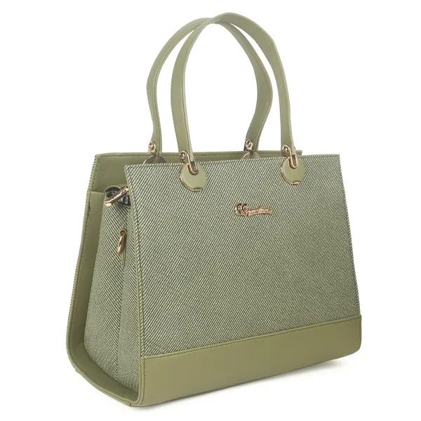 Signature_Sage_Green_Faux_Leather_Structured_Metallic_Hardware_Handbag_For_Women