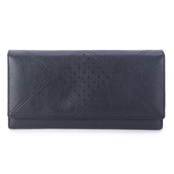 Signature_Black_Quilted_Faux_Leather_Diamond_Pattern_Long_Wallet