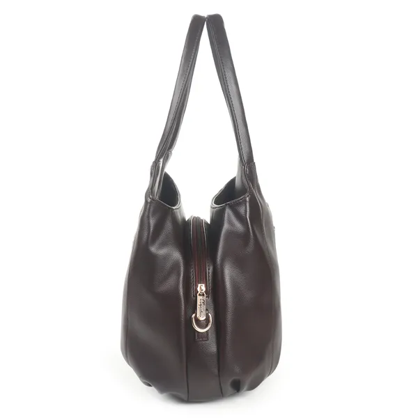 Signature_Brown_Leather_Classic_Style_Handbag_For_Women