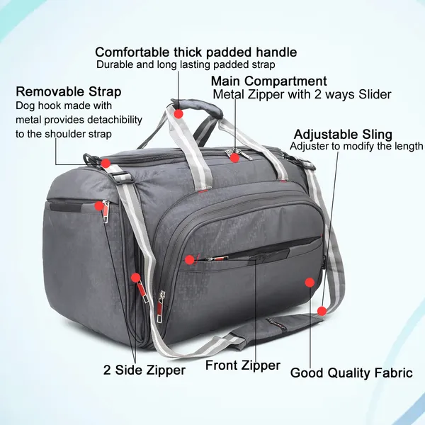 Signature_Grey_Fabric_Adjustable_Strap_Travel_Duffel_Bag