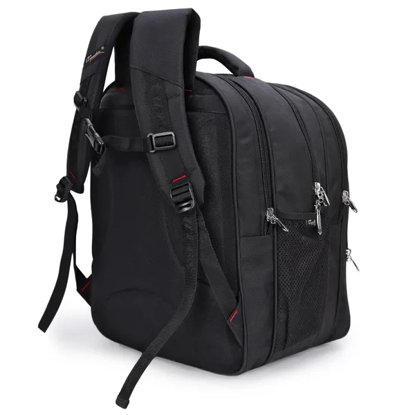 Signature_Black_Fabric_Multi_Compartment_18_Inch_Backpack_For_Students_Professionals_Travelers