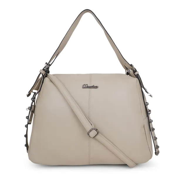 Signature_Beige_Faux_Leather_Adjustable_Strap_Hobo_Handbag_For_Women