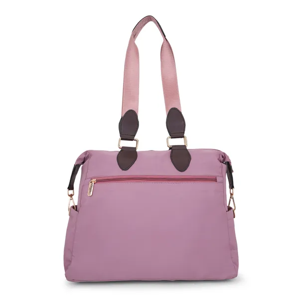 Signature_Purple_Nylon_Waterproof_Multi_Pocket_Shoulder_Tote_Bag