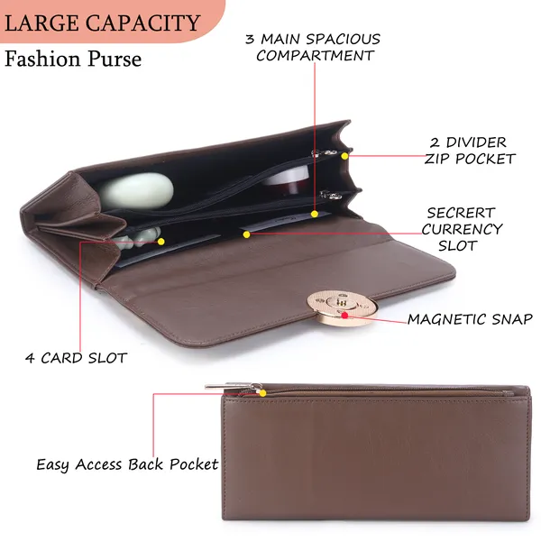 Signature_Brown_Faux_Leather_Metal_Ring_Accent_Wallet