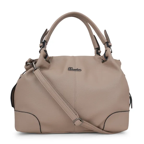 Signature_Beige_Leather_Adjustable_Handle_Handbag_For_Women