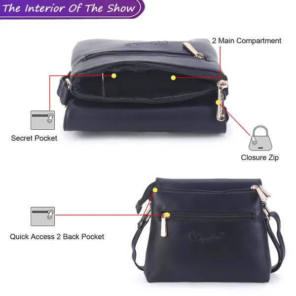 Signature_Navy_Blue_Faux_Leather_Metal_Buckle_Sling_Bag